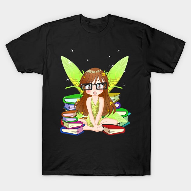 Magical Anime Fairy Book Lover T-Shirt by TheBeardComic